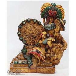 HANDPAINTED HANDMADE AZTEC WARRIOR SCULPTURE