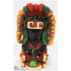 HANDPAINTED HANDMADE AZTEC WARRIOR SCULPTURE
