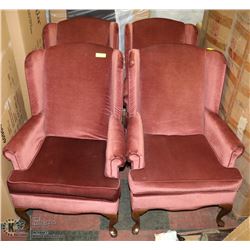 GROUP OF 4 WING BACK PARLOR CHAIRS