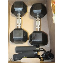 WORK OUT LOT OF 2- 15LB DURAHEX DUMBBELLS,