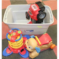 BIN W/. KIDS OUTDOOR TOYS-MEGA BLOCKS JEEP