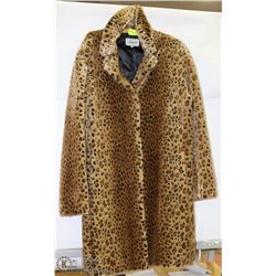 LADIES CHEETAH PRINT FAUX FUR 3/4 LENGTH COAT SIZE