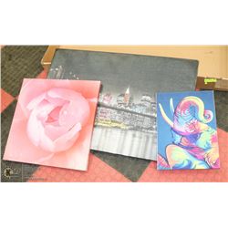 3 ASSORTED CANVAS PRINTS