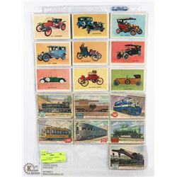 LOT OF 16 VINTAGE VEHICLE TRADING CARDS.