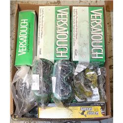 BOX OF ASSORTED EYE PROTECTION AND VINYL GLOVES