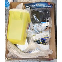 BOX OF VARIOUS PROTECTIVE EYE AND FACE WARE AND 1