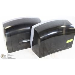 LOT OF 2 BLACK FRONT TISSUE DISPENSERS.