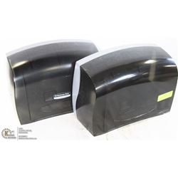 LOT OF 2 BLACK FRONT TISSUE DISPENSERS.