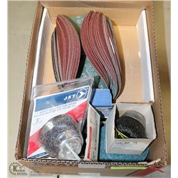 BOX WITH SHAFT MOUNTED WIRE BRUSHES AND SANDING