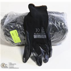 1 DOZEN PAIRS OF BLACK NYLON AND NITRILE PALM