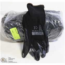 1 DOZEN PAIRS OF BLACK NYLON AND NITRILE PALM