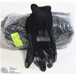 1 DOZEN PAIRS OF BLACK NYLON AND NITRILE PALM