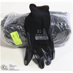 1 DOZEN PAIRS OF BLACK NYLON AND NITRILE PALM