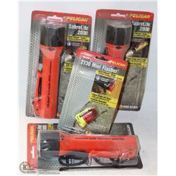 LOT OF 3 PELICAN SABRELITE 2000 FLASHLIGHTS & 1