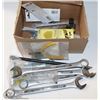 Image 1 : BOX OF VARIOS SIZED WRENCHES, SOCKETS AND ROTARY