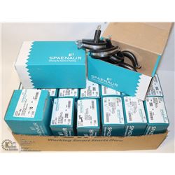 BOX OF TUBE CLAMPS AND TUBE CAPS, ASSORTED SIZES