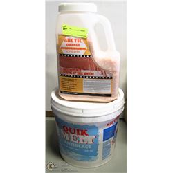 LOT OF 1 BUCKET ADN 1 JUG OF ICE MELT