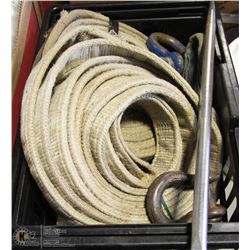 BIN WITH 4 SLINGS VARIOUS SIZES, 2 CLEVISES ( TOOL