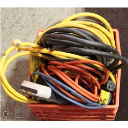 BOX OF EXTENSION CORDS.