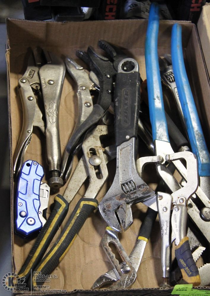 FLAT OF CHANNEL LOCKS & VISE GRIPS ( TOOLS )