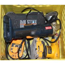 BASKET OF POWER TOOLS.