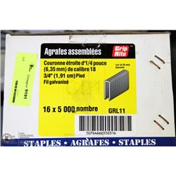 BOX OF GRIP RITE COLLATED STAPLES 16 GAUGE 1/4"