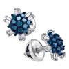 Image 1 : 0.50 CTW Blue Color Diamond Cluster Screwback Earrings 10KT White Gold - REF-24Y2X