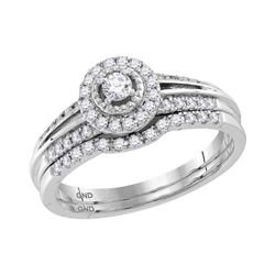 0.33 CTW Diamond Halo Bridal Engagement Ring 10KT White Gold - REF-41W3K