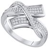 Image 1 : 0.25 CTW Pave-set Diamond Crossover Bypass Ring 10KT White Gold - REF-30X2Y