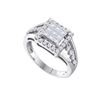 Image 1 : 1 CTW Princess Diamond Square Cluster Ring 14KT White Gold - REF-87N2F