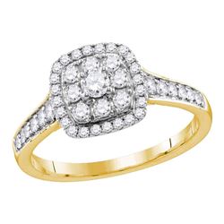 0.63 CTW Diamond Halo Bridal Engagement Ring 14KT Yellow Gold - REF-82Y4X