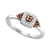Image 1 : 0.20 CTW Brown Color Diamond Square Cluster Ring 10KT White Gold - REF-18F2N
