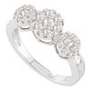 Image 1 : 0.75 CTW Diamond Triple Flower Cluster Ring 14KT White Gold - REF-82X4Y