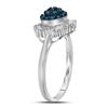 Image 2 : 0.50 CTW Blue Color Diamond Framed Cluster Ring 10KT White Gold - REF-22H4M