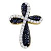 Image 1 : 0.95 CTW Black Color Diamond Cross Pendant 10KT Yellow Gold - REF-47W9K