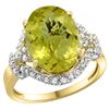 Image 1 : Natural 5.89 ctw lemon-quartz & Diamond Engagement Ring 14K Yellow Gold - REF-86H5W