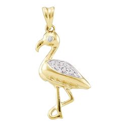 0.07 CTW Diamond Flamingo Bird Animal Pendant 10KT Yellow Gold - REF-16K4W