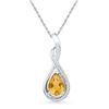 Image 1 : 1.06 CTW Pear Created Citrine Solitaire Diamond Pendant 10KT White Gold - REF-18H2M