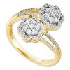 Image 1 : 0.47 CTW Diamond Double Bypass Flower Cluster Ring 14KT Yellow Gold - REF-61H3M