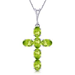 Genuine 1.50 ctw Peridot Necklace Jewelry 14KT White Gold - REF-32A8K