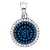 Image 1 : 0.33 CTW Blue Color Diamond Circle Cluster Pendant 10KT White Gold - REF-19N4F