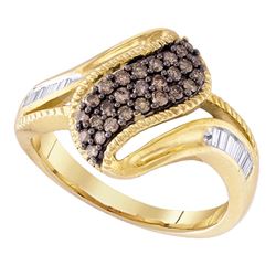 0.46 CTW Cognac-brown Color Diamond Cluster Ring 10KT White Gold - REF-32W9K