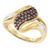 Image 1 : 0.46 CTW Cognac-brown Color Diamond Cluster Ring 10KT White Gold - REF-32W9K