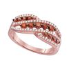 Image 1 : 0.60 CTW Red Color Diamond Crossover Fashion Ring 10KT Rose Gold - REF-34F4N