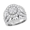 Image 1 : 2.99 CTW Princess Diamond Flower Cluster Bridal Ring 14KT White Gold - REF-269W9K