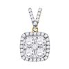 Image 1 : 1.35 CTW Diamond Square Cluster Pendant 10KT Yellow Gold - REF-209N9F