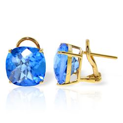 Genuine 7.2 ctw Blue Topaz Earrings Jewelry 14KT Yellow Gold - REF-46W5Y