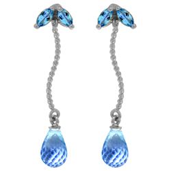 Genuine 3.4 ctw Blue Topaz Earrings Jewelry 14KT White Gold - REF-21M6T