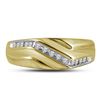 Image 2 : 0.13 CTW Mens Diamond Diagonal Single Row Wedding Ring 10KT Yellow Gold - REF-24M2H