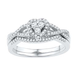 0.38 CTW Diamond Heart Bridal Engagement Ring 10KT White Gold - REF-37Y5X